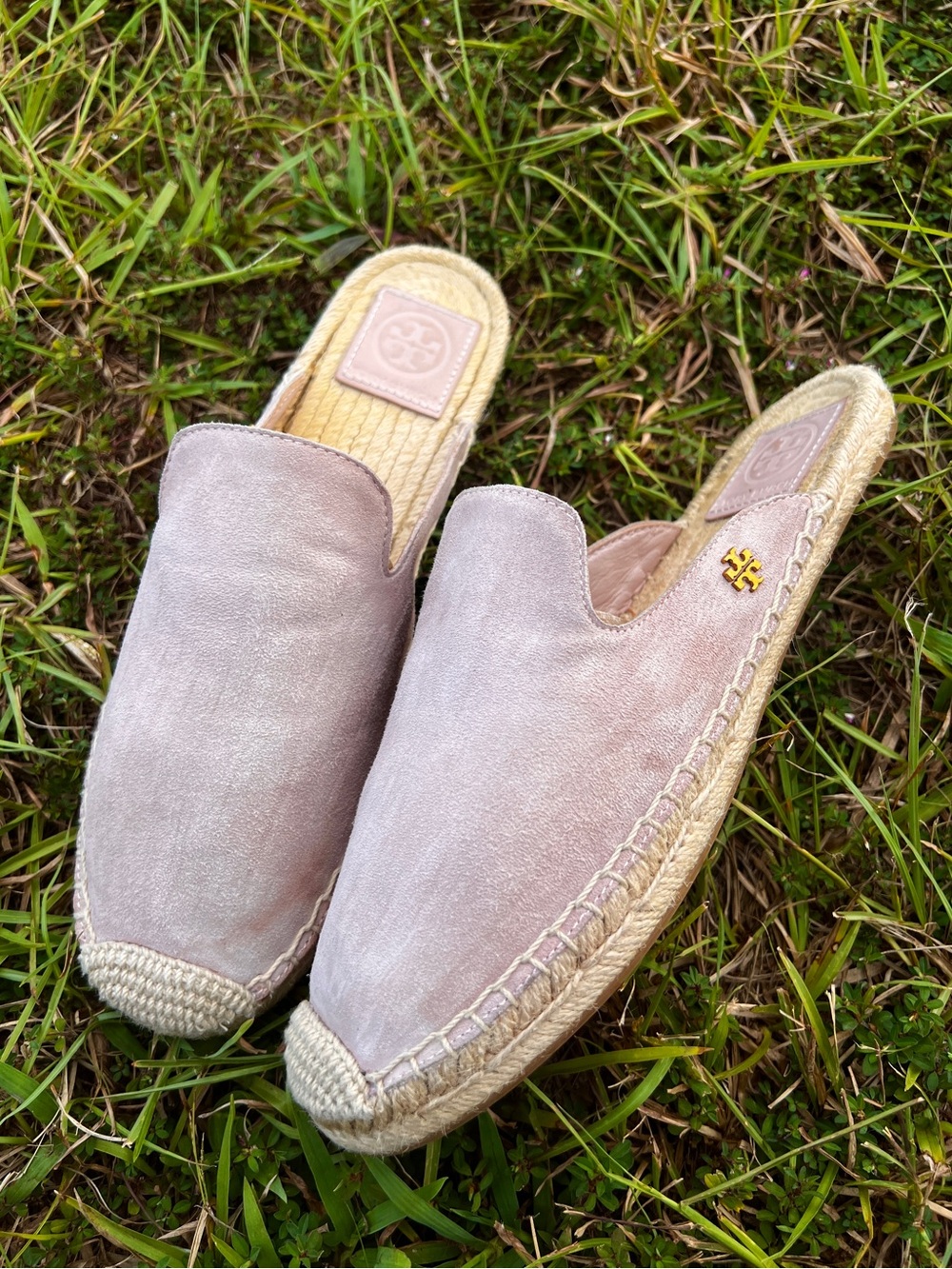 CLEAN Tory Burch size 7.5 Womens Pink Suede Espadrille Slide